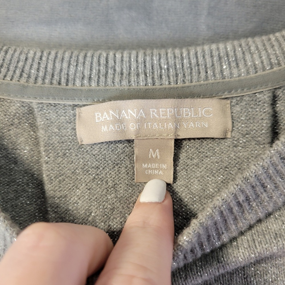 Banana Republic Womens M Gray Italian Yarn Wool Blend Sweater Quiet Luxury - Picture 4 of 9